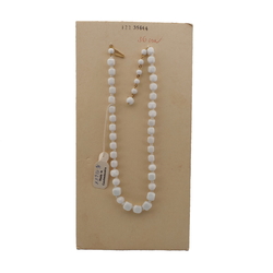 Vintage Czech necklace white round cube glass beads 