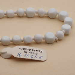 Vintage Czech necklace white round cube glass beads 