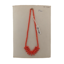 Vintage Czech necklace orange red tribal style glass beads 