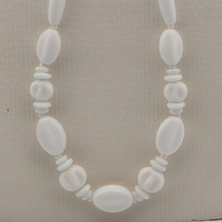 Vintage Czech necklace white round oval melon glass beads 