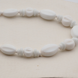 Vintage Czech necklace white round oval melon glass beads 