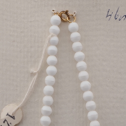 Vintage Czech necklace white round rondelle oval melon glass beads 