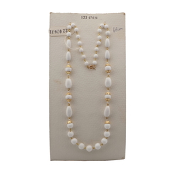 Vintage Czech link necklace white round oval glass beads