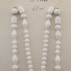 Vintage Czech necklace white round bicone bugle flower glass beads 27"