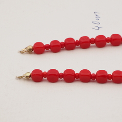 Vintage Czech necklace element red cube glass beads