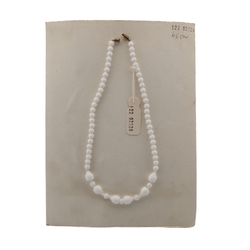 Vintage Czech necklace white round bell glass beads 