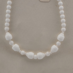 Vintage Czech necklace white round bell glass beads 