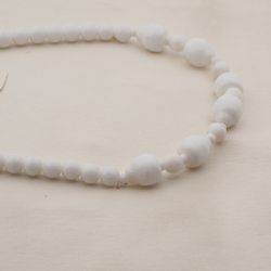 Vintage Czech necklace white round bell glass beads 