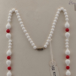 Vintage Czech necklace red white round bell glass beads 