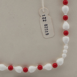 Vintage Czech necklace red white round bell glass beads 