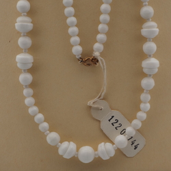 Vintage Czech necklace white round rondelle cup glass beads 30"