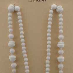 Vintage Czech necklace white round rondelle cup glass beads 30"