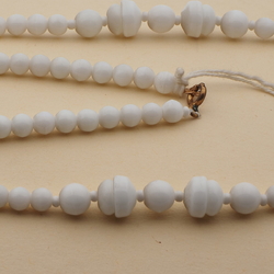 Vintage Czech necklace white round rondelle cup glass beads 30"
