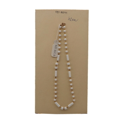 Vintage Czech link necklace white round bugle glass beads