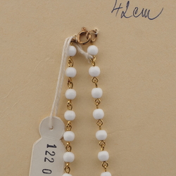 Vintage Czech link necklace white round bugle glass beads
