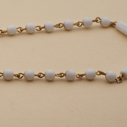 Vintage Czech link necklace white round bugle glass beads