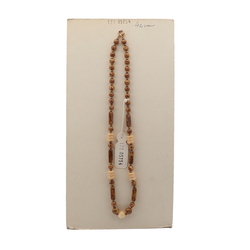 Vintage Czech necklace beige brown marble glass beads 