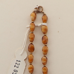 Vintage Czech necklace brown satin marble glass beads 