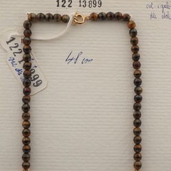 Vintage Czech necklace beige brown marble glass beads 19"