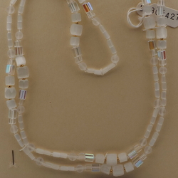 Vintage Czech necklace satin atlas frost AB glass beads