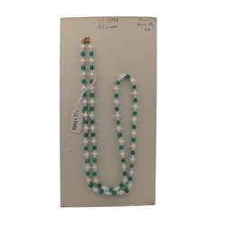 Vintage Czech necklace white green bicone glass beads 