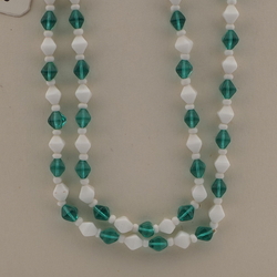 Vintage Czech necklace white green bicone glass beads 