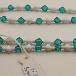 Vintage Czech necklace white green bicone glass beads 