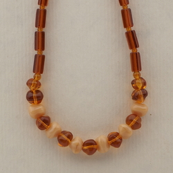 Vintage Czech necklace beige topaz glass beads 