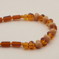 Vintage Czech necklace beige topaz glass beads 