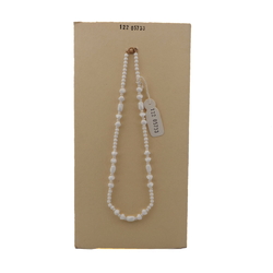Vintage Czech necklace white round nugget rectangle glass beads 