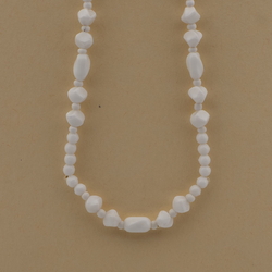 Vintage Czech necklace white round nugget rectangle glass beads 