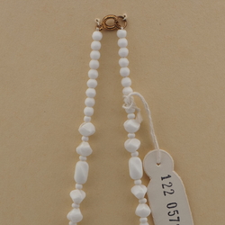 Vintage Czech necklace white round nugget rectangle glass beads 