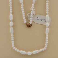 Vintage Czech necklace white round nugget rectangle glass beads