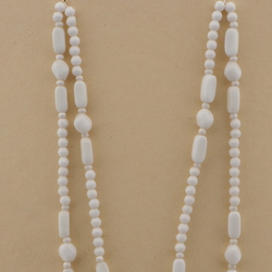 Vintage Czech necklace white round nugget rectangle glass beads