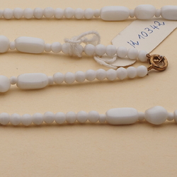 Vintage Czech necklace white round nugget rectangle glass beads
