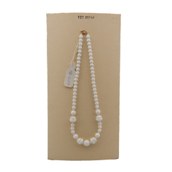 Vintage Czech necklace white round rondelle cup glass beads 