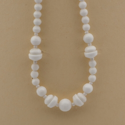 Vintage Czech necklace white round rondelle cup glass beads 