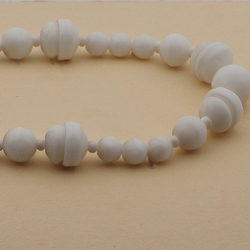 Vintage Czech necklace white round rondelle cup glass beads 