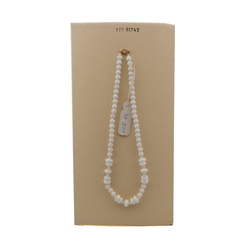 Vintage Czech necklace white round rondelle bell glass beads 