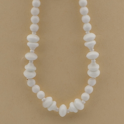 Vintage Czech necklace white round rondelle bell glass beads 