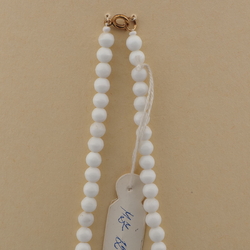 Vintage Czech necklace white round rondelle bell glass beads 