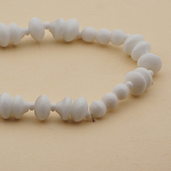 Vintage Czech necklace white round rondelle bell glass beads 