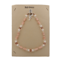 Vintage Czech necklace pink satin atlas opaline clear glass beads
