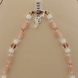 Vintage Czech necklace pink satin atlas opaline clear glass beads