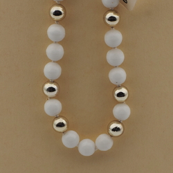 Vintage Czech choker necklace white gold glass beads