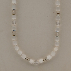 Vintage Czech necklace satin atlas frost clear glass beads