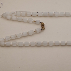 Vintage Czech necklace satin atlas frost clear glass beads