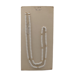 Vintage Czech necklace element glasses holder white gold glass beads 30"