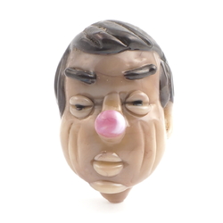 Vintage Czech lampwork glass marionette puppet figurine mans head 