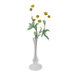 Czech lampwork glass bead 14" yellow meadow flowers stem ornament